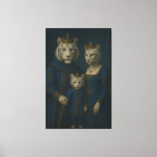 Royal White Tiger Family · Blue Sapphire Crown Can Leinwanddruck (Vorderseite)