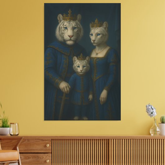 Royal White Tiger Family · Blue Sapphire Crown Can Leinwanddruck (Insitu (Wohnzimmer))