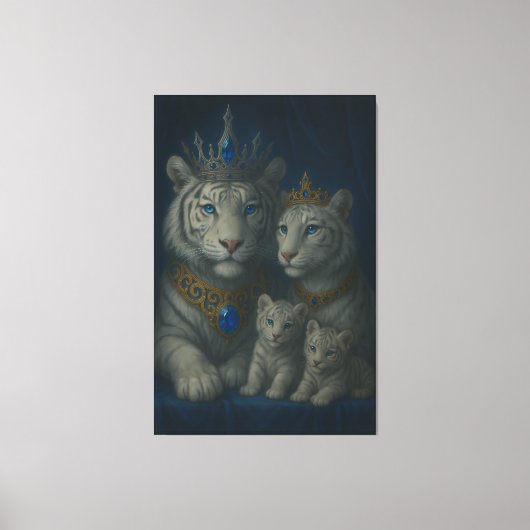 Royal White Tiger Family · Blue Sapphire Crown Can Leinwanddruck (Vorderseite)