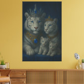 Royal White Tiger Family · Blue Sapphire Crown Can Leinwanddruck (Insitu (Wohnzimmer))
