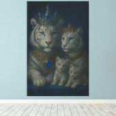 Royal White Tiger Family · Blue Sapphire Crown Can Leinwanddruck (Insitu (Holzboden))