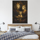 Royal White Tiger Family • Luxury Fine Art Canvas Leinwanddruck (Insitu (Schlafzimmer))