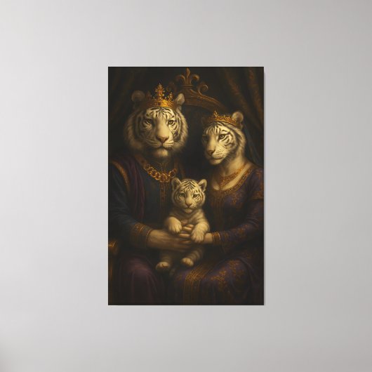 Royal White Tiger Family • Luxury Fine Art Canvas Leinwanddruck (Vorderseite)