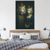 Royal White Tiger King & Queen – Sapphire Crown No Leinwanddruck (Insitu (Schlafzimmer))