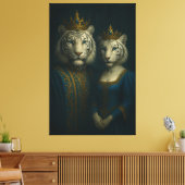 Royal White Tiger King & Queen – Sapphire Crown No Leinwanddruck (Insitu (Wohnzimmer))