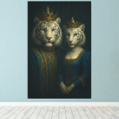 Royal White Tiger King & Queen – Sapphire Crown No Leinwanddruck (Insitu (Holzboden))