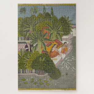 Royal Women Fütternd Fische Vintage indische Kunst Puzzle