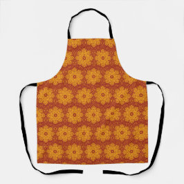 Royal yellow and red mandala pattern schürze