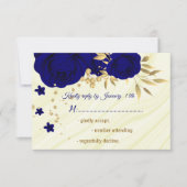Royalblau-goldfarbener Marmor RSVP Karte (Vorderseite)