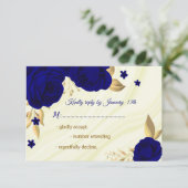 Royalblau-goldfarbener Marmor RSVP Karte (Stehend Vorderseite)