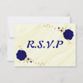 Royalblau-goldfarbener Marmor RSVP Karte (Rückseite)