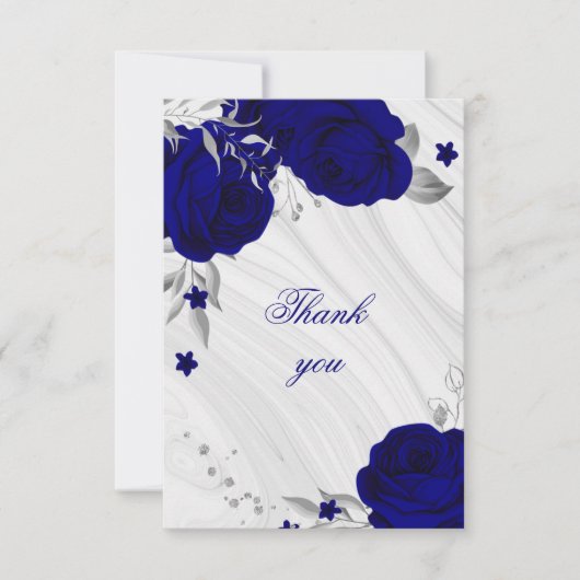 Royalblau silbergrauer Blumenmarmor Danke Auto (Vorderseite)