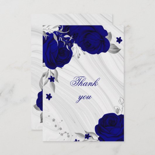 Royalblau silbergrauer Blumenmarmor Danke Auto (Vorne/Hinten)