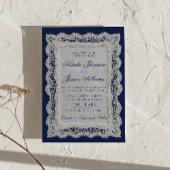 Royale Blaues Spitzen-Altes-Geld-Doily-QR-Code-Hoc Einladung