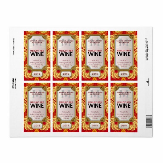 Royale Red Yellow Custom Wine Bottle Labels (Vorne)
