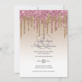 RoyalElegance PINK GOLD Dripping Glitzer Wedding Einladung (Vorderseite)