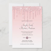 RoyalElegance PINK ROSE GOLD Glitzer Tropfen Weddi Einladung (Vorderseite)