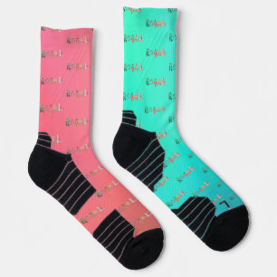 RoyaLi, Blumenschreiben Rosa und Türkis Socken