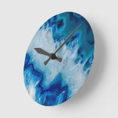 Royally Blue Agate Runde Wanduhr (Winkel)