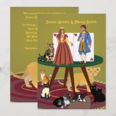 Royals Elegant King Queen Noble Cats Hochzeit Einladung (Vorne/Hinten)