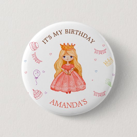 Royals Princess Three Birthday Party Buttons (Vorderseite)