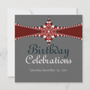 Royalty Red Silver Grand Birthday Einladung