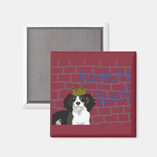 Royalty Rules - King Cavalier 2 Zoll Square Magnet (Vorderseite/Rückseite)