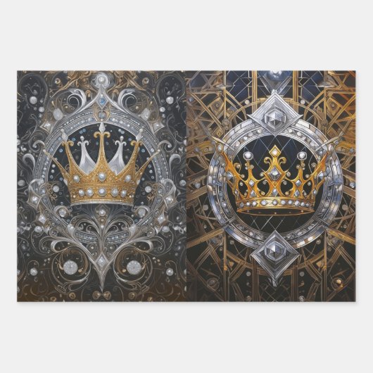 Royalty, Seine & Hers Crowns Geschenkpapier Set (Vorderseite)