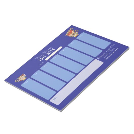 Royalty Tea Lover Personalisiert Week auf einen Bl Notizblock (angewinkelt)