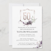 Royalviolett | Verzierte Blütenfolie zum Geburtsta Einladung (Vorderseite)