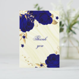 Royblau Gold floral Dankeschön Karte