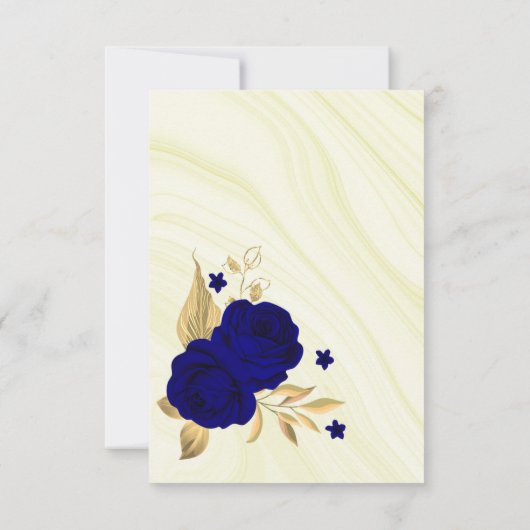 Royblau Gold floral Dankeschön Karte (Rückseite)