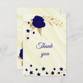 Royblau Gold floral Dankeschön Karte (Vorne/Hinten)
