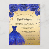 Royblau-goldener Glitzer aus Quinceanera Einladungspostkarte (Vorderseite)