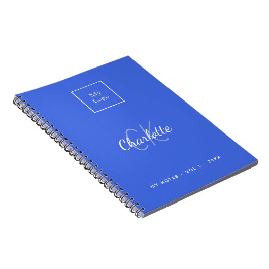 Royblau-monogramm-Logo Notizblock (Rechte Seite)