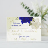 Royblau, weiße Blume, grüne Blätter RSVP-Karte RSVP Karte (Stehend Vorderseite)