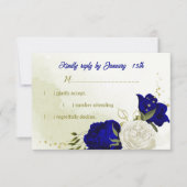 Royblau, weiße Blume, grüne Blätter RSVP-Karte RSVP Karte (Vorderseite)