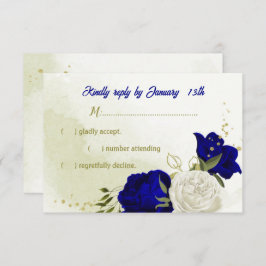Royblau, weiße Blume, grüne Blätter RSVP-Karte RSVP Karte
