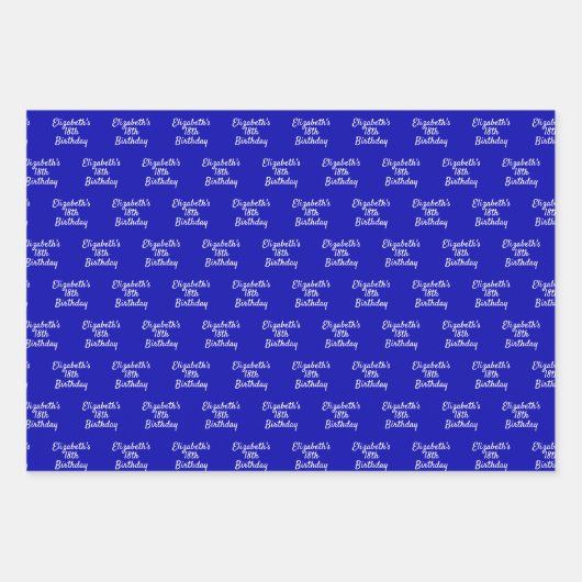 Royblau-weiße Schriftzeichen-Minimalistin Geschenkpapier Set (Vorderseite)