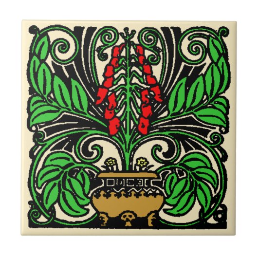 Roycroft Handwerker- oder Mission-Stil-Blumentopf Fliese (Vorderseite)