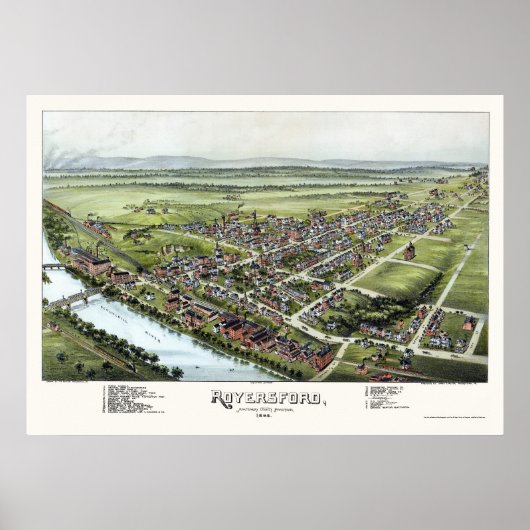 Royersford, PA Panoramic Map - 1893 Poster (Vorne)