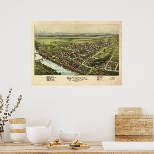 Royersford Pennsylvania 1893 Antike Panoramakarte Poster (Küche)