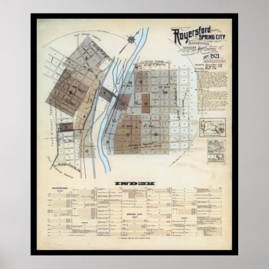 Royersford Spring City PA Karte 1921 Poster (Vorne)