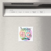 Roze Happy 40th Birthday Magnet (In Situ (Geschirrspüler))