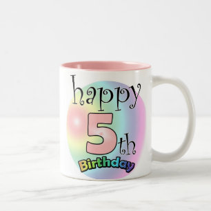 Roze Happy 5. Geburtstag Zweifarbige Tasse