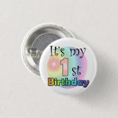 Roze It's my 1st Birthday Button (Vorne & Hinten)