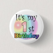 Roze It's my 1st Birthday Button (Vorderseite)