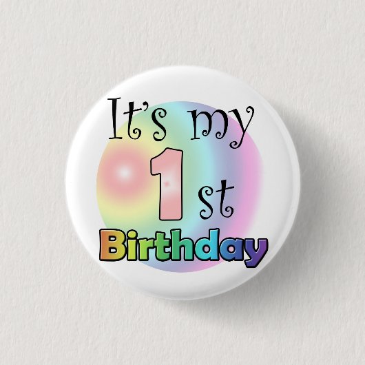 Roze It's my 1st Birthday Button (Vorderseite)