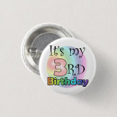Roze It's my 3rd Birthday Button (Vorne & Hinten)