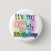 Roze It's my 9th Birthday Button (Vorderseite)